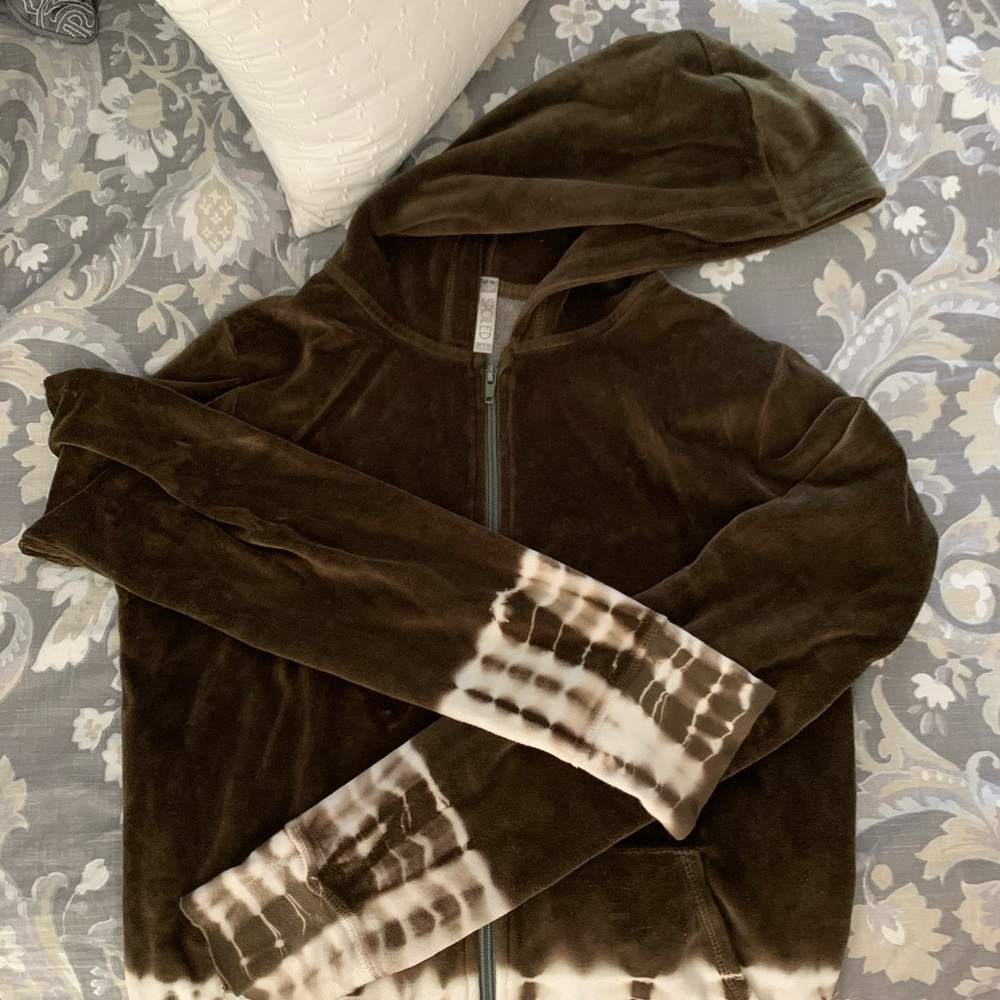 Tie dye green velvet sweat jacket